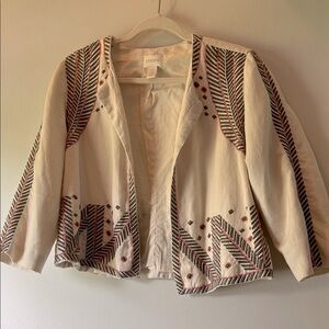Chico's Cream and Brown Bohemian Blazer